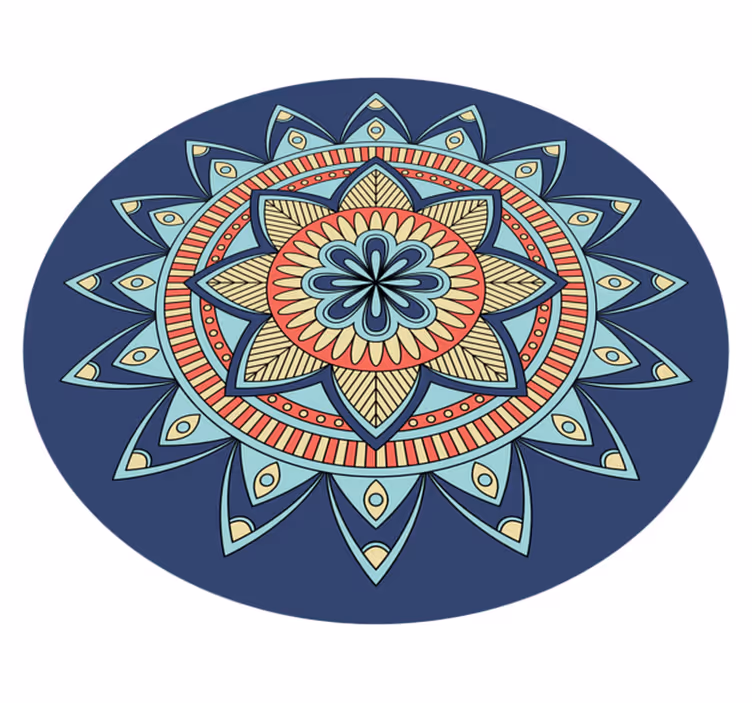 Tapis vinyle mandala nuances bleues vibrantes - TenStickers