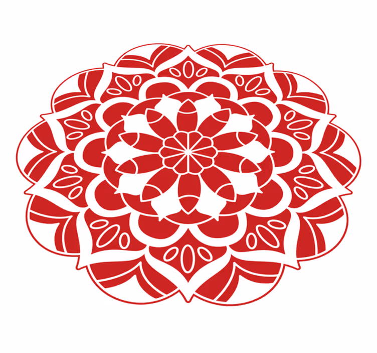 Tapis vinyle mandala motif floral rouge - TenStickers