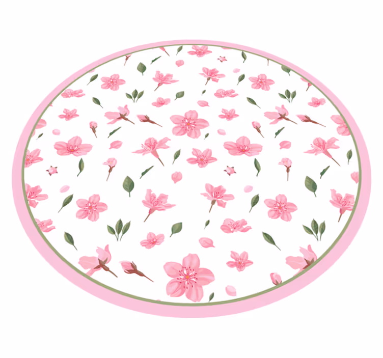 Tapis vinyle plantes fleur rose en fleurs - TenStickers