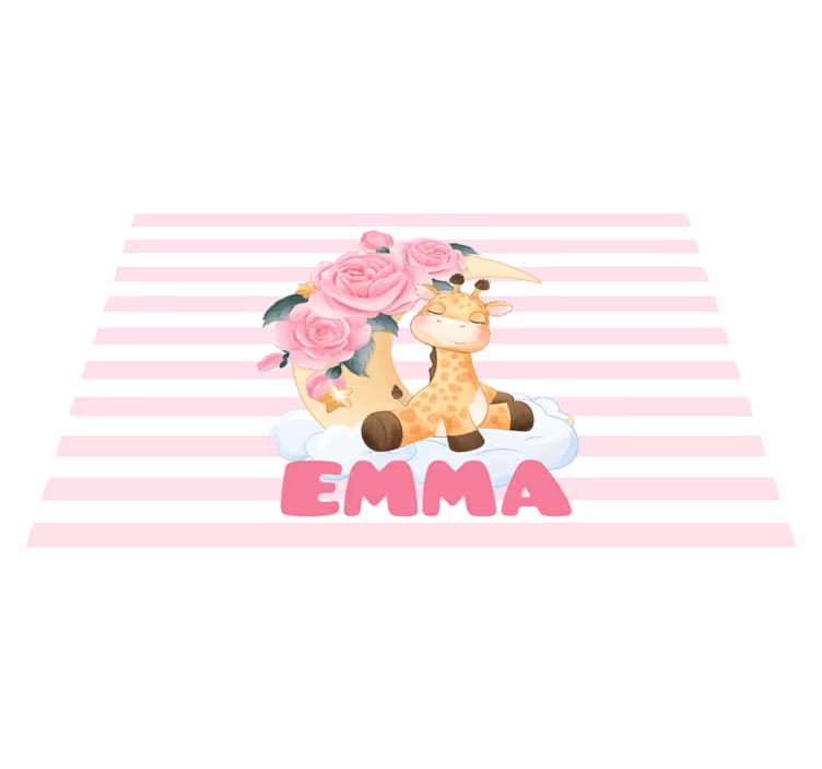 Tapis vinyle bébé girafe heureuse personnalisée - TenStickers