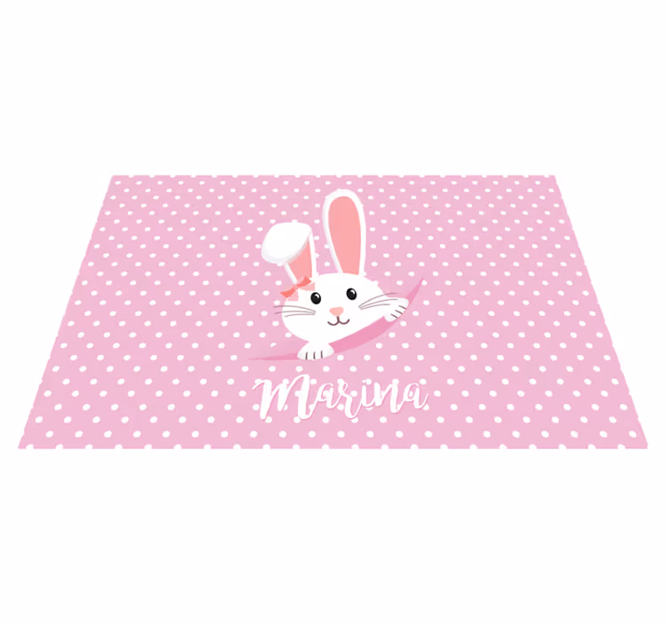 Tapis vinyle personnalisé pois et cercles de lapin - TenStickers