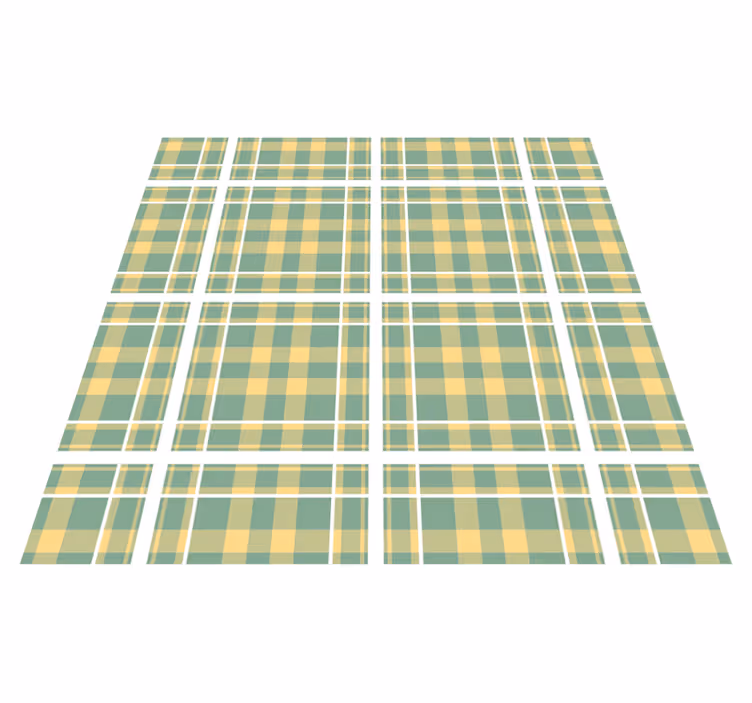 Tapis vinyle chambre vinylee vichy jaune, vert et blanc - TenStickers