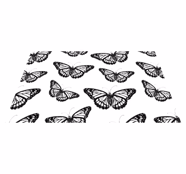 Tapis vinyle animal Aile de papillon noir et blanc - TenStickers