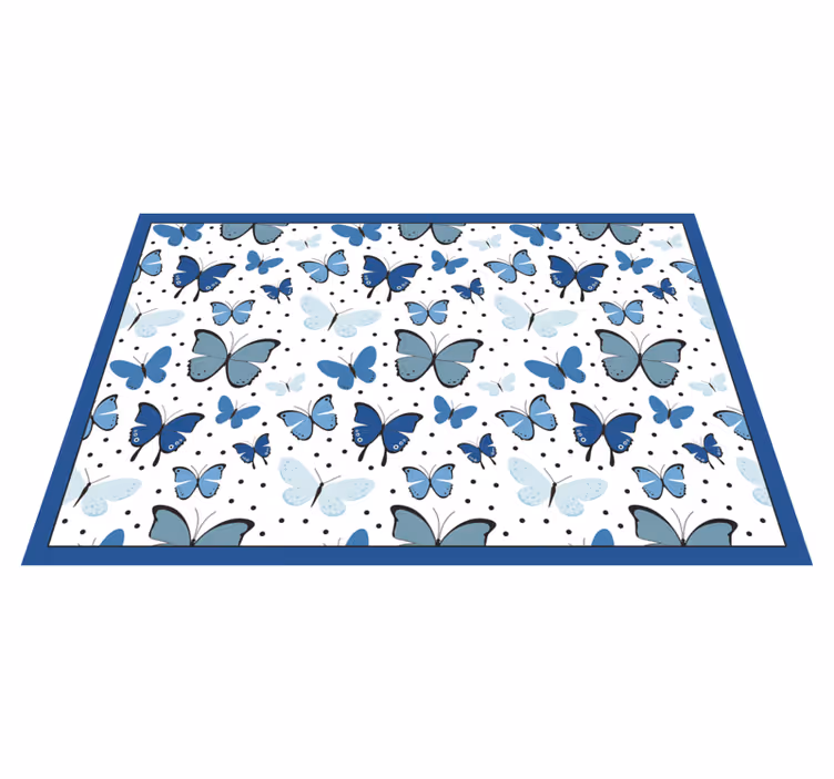 Tapis vinyle plantes motif papillon bleu - TenStickers