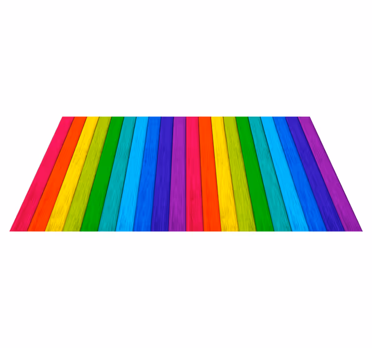Tapis vinyle imitation parquet à rayures arc-en-ciel - TenStickers