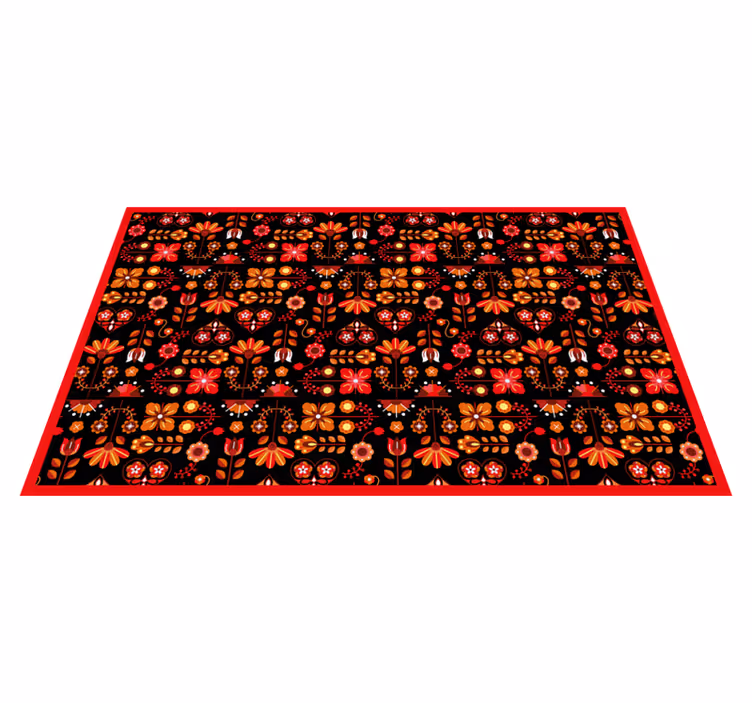 Tapis vinyle salon Ornement folklorique ethnique rouge - TenStickers