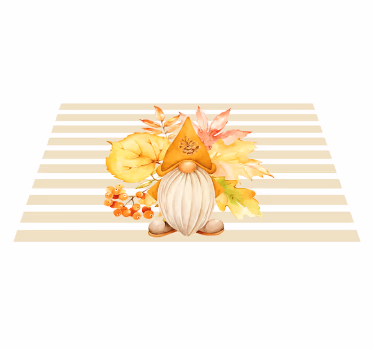 Tapis vinyle rayures charme de gnome d'automne - TenStickers