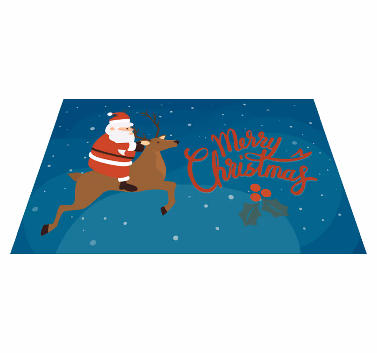 Tapis vinyle salon Père noël avec un dessin de renne - TenStickers