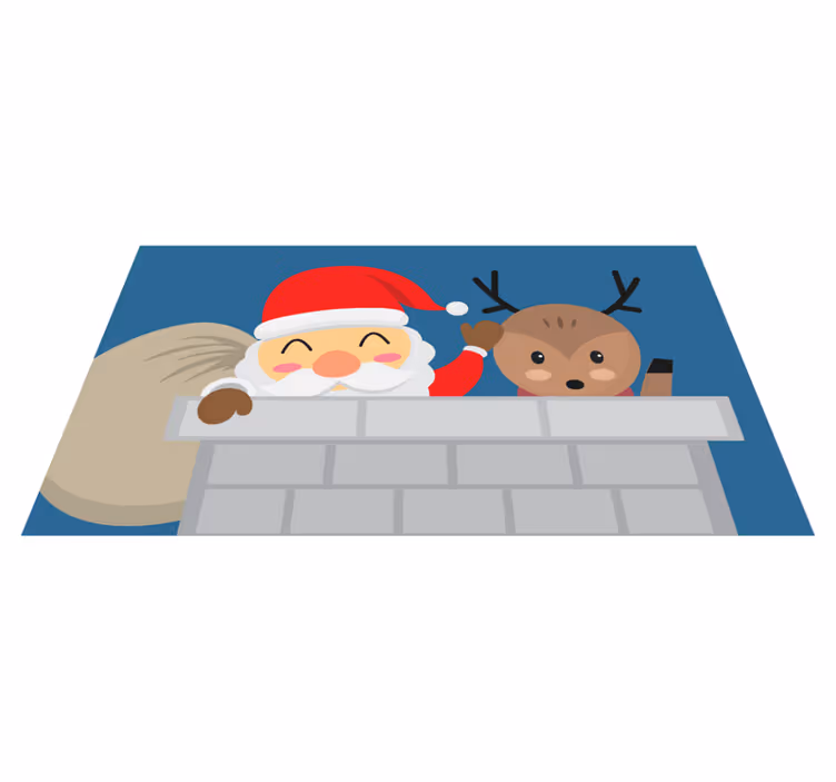 Tapis vinyle noël scène joyeuse du père noël - TenStickers