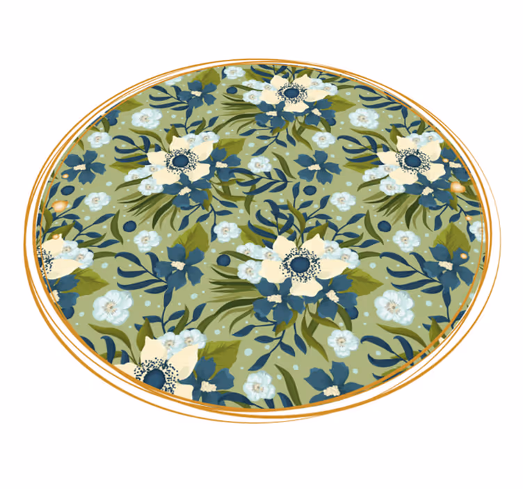 Tapis vinyle plantes motif rond et florissant - TenStickers