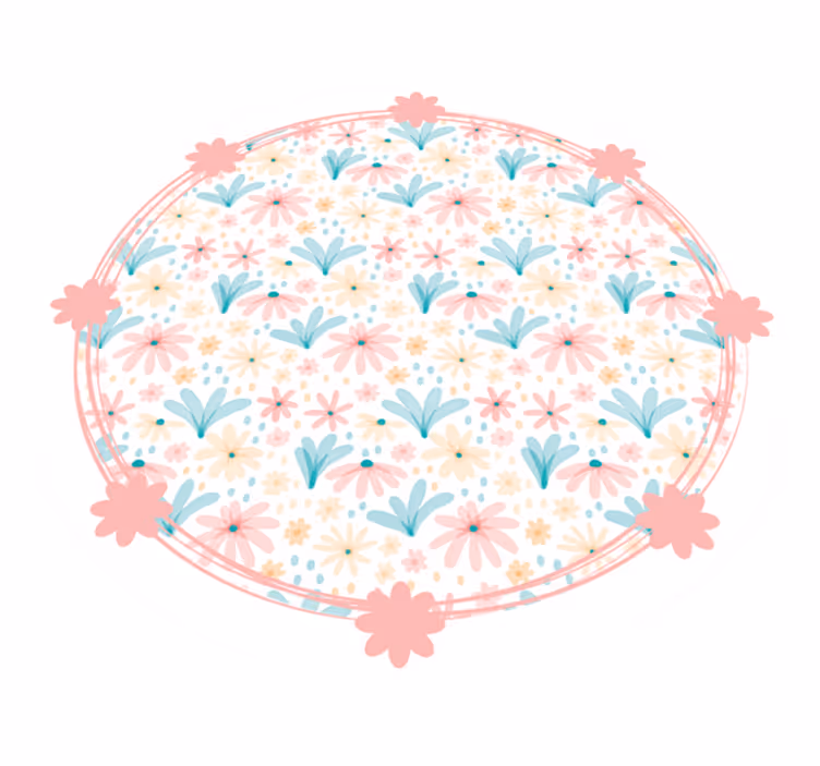 Tapis vinyle rond vinylee de fleurs de couleur pastel - TenStickers
