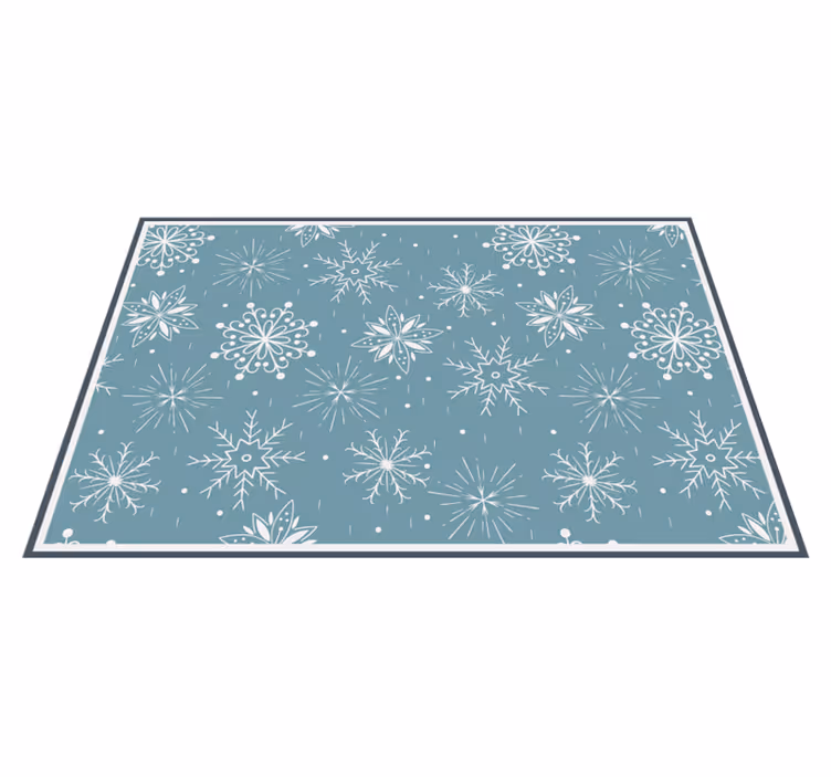 Tapis vinyle salon Flocons de neige bleus et blancs - TenStickers