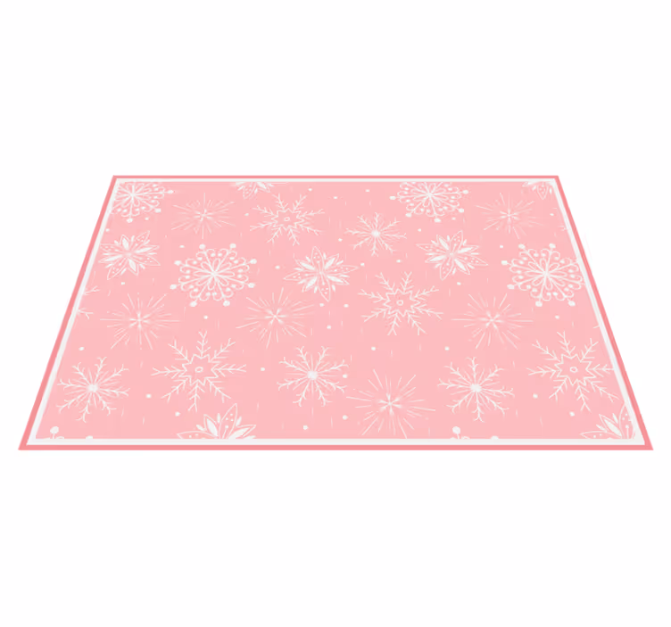 Tapis vinyle noël motif flocon de neige rose - TenStickers