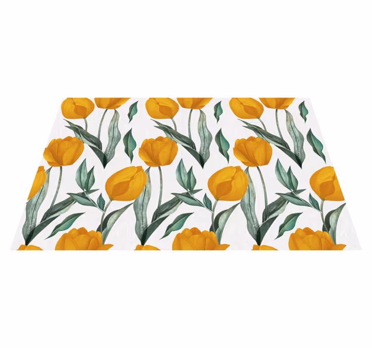 Tapis vinyle plantes tulipes jaune vif - TenStickers