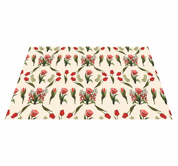 Tapis vinyle plantes motif fleuri - TenStickers