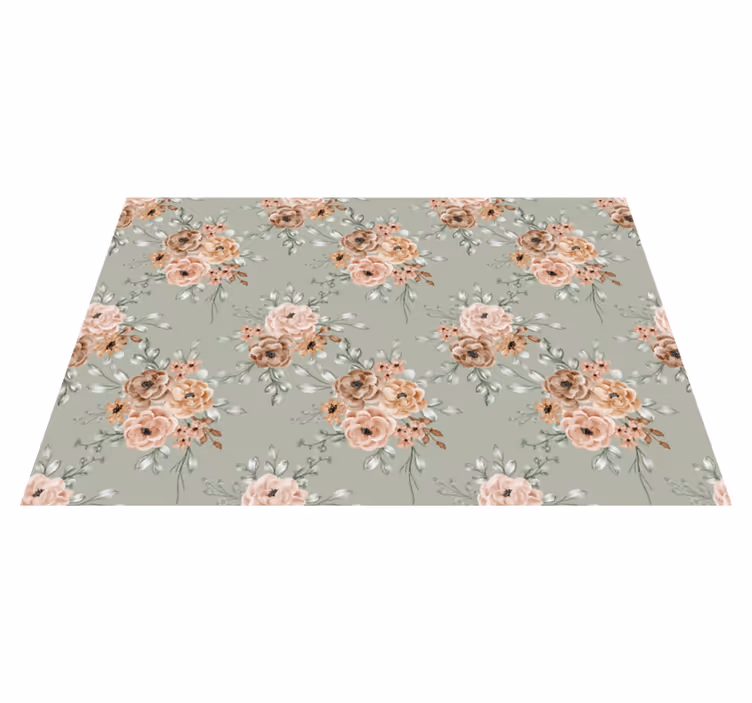 Tapis vinyle retro Roses vintage sur fond vert menthe - TenStickers