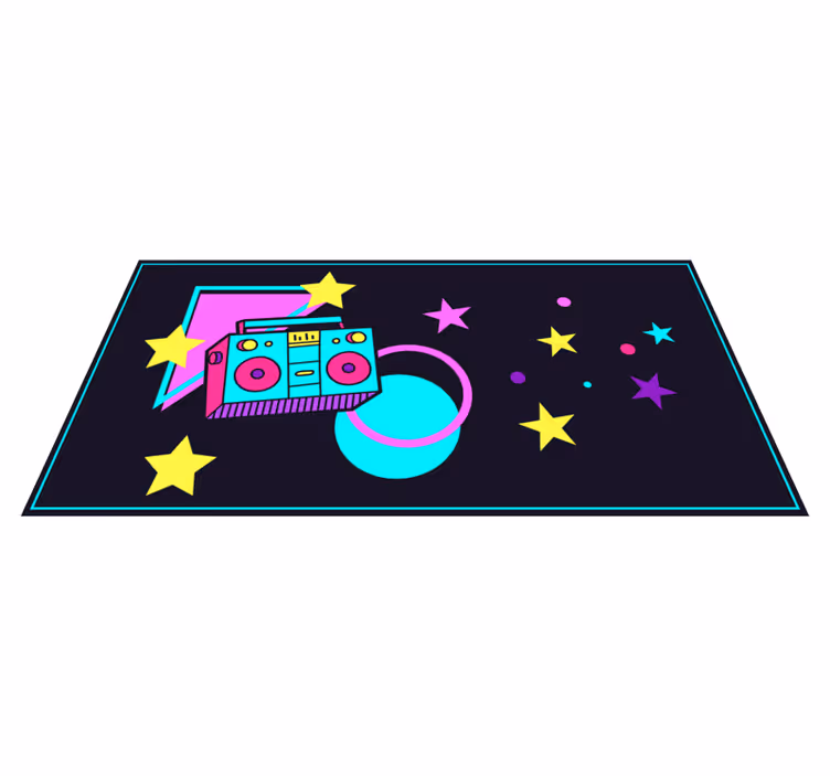 Tapis vinyle vintage graphique boombox coloré - TenStickers