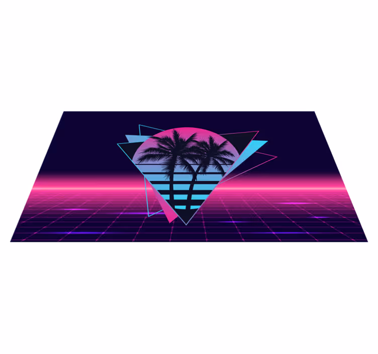 Tapis vinyle retro Palmier de style vaporwave - TenStickers