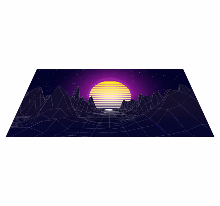 Tapis vinyle design moderne paysage rétro futuriste - TenStickers