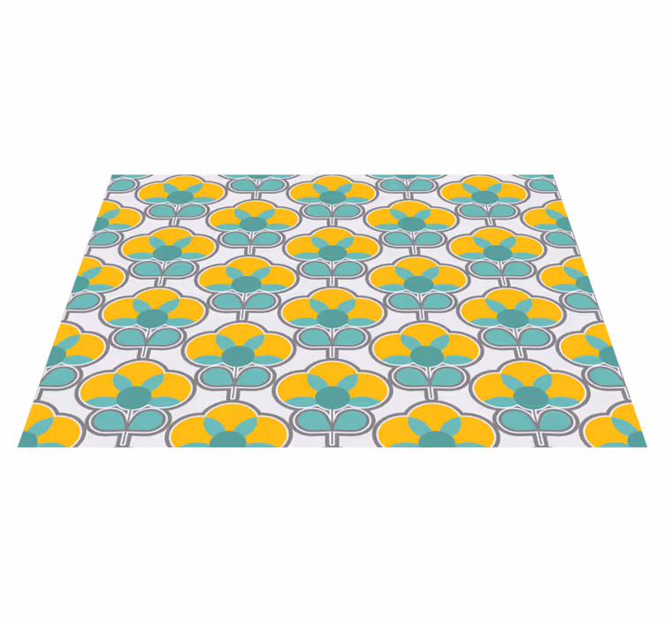 Tapis vinyle géométrique motif floral géométrique - TenStickers