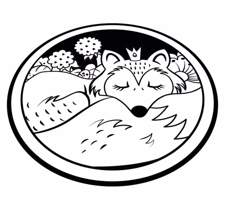 Tapis vinyle chambre bebe Renard noir et blanc endormi - TenStickers