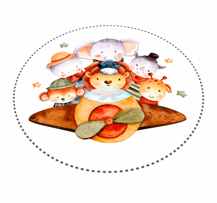 Tapis vinyle animal Avion avec des animaux - TenStickers