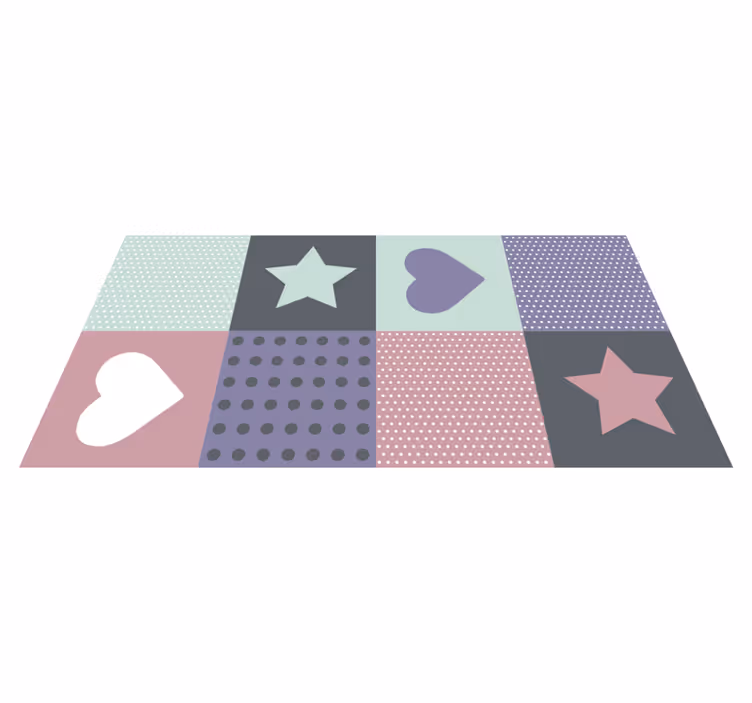 Tapis vinyle pour enfants patchwork coeur étoile - TenStickers