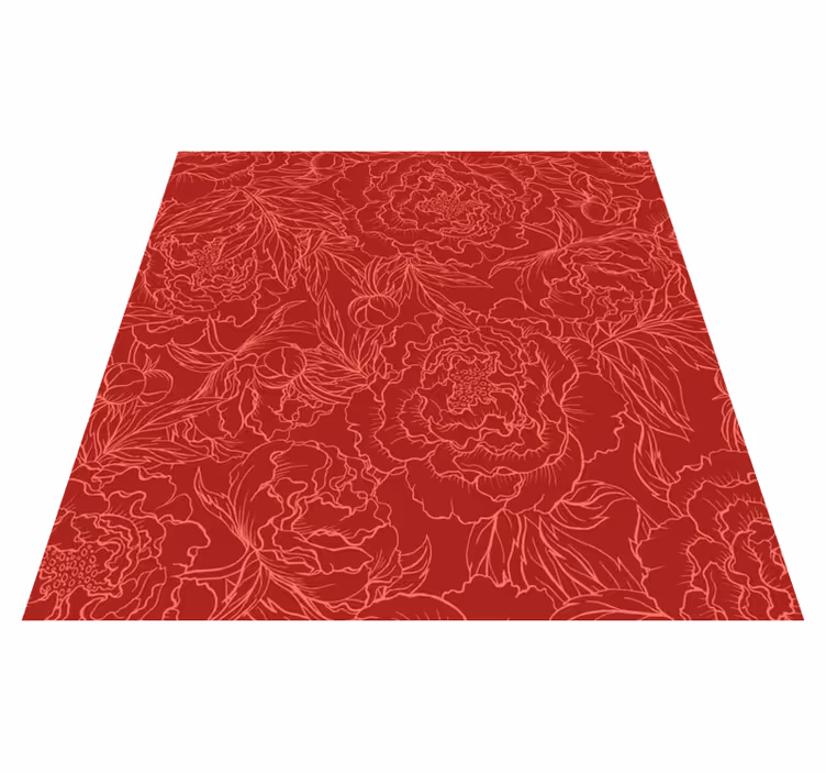 Tapis vinyle plantes motif floral rouge - TenStickers