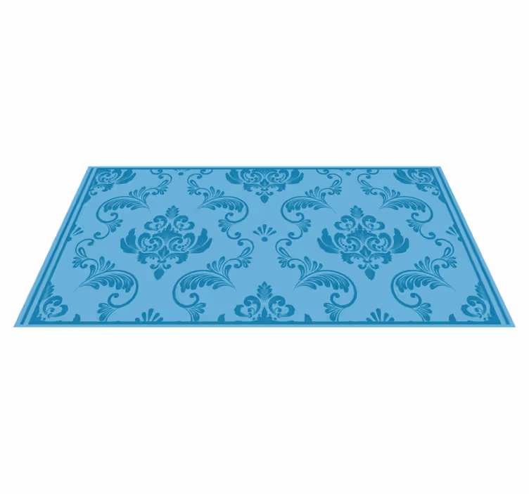 Tapis vinyle bleu motif baroque - TenStickers
