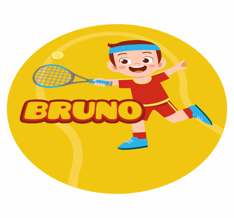 Tapis vinyle avec nom Joueur de tennis enfant avec nom - TenStickers