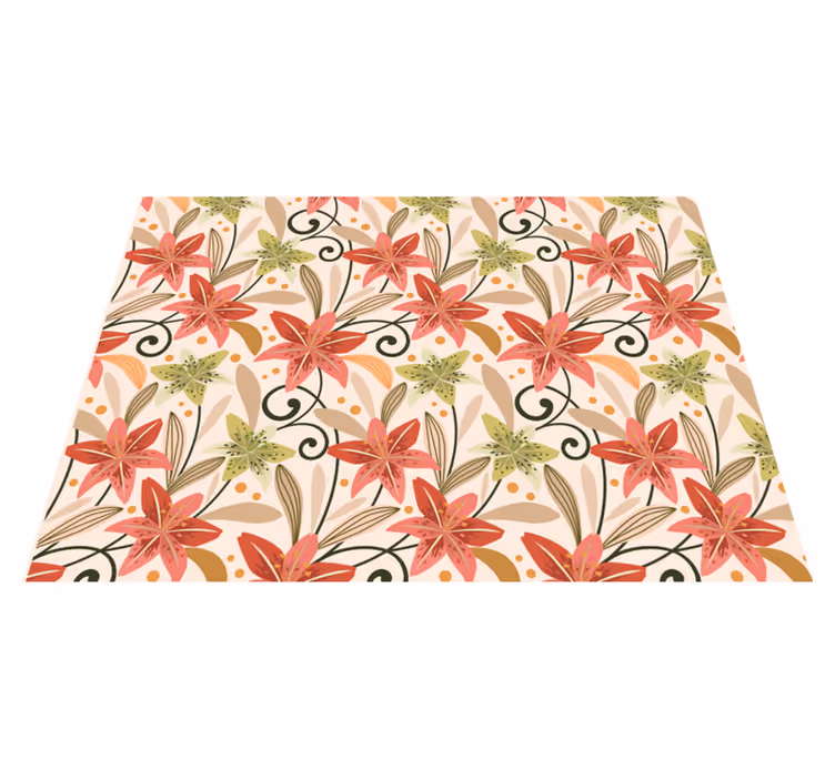 Tapis vinyle plantes motif de tourbillon floral - TenStickers
