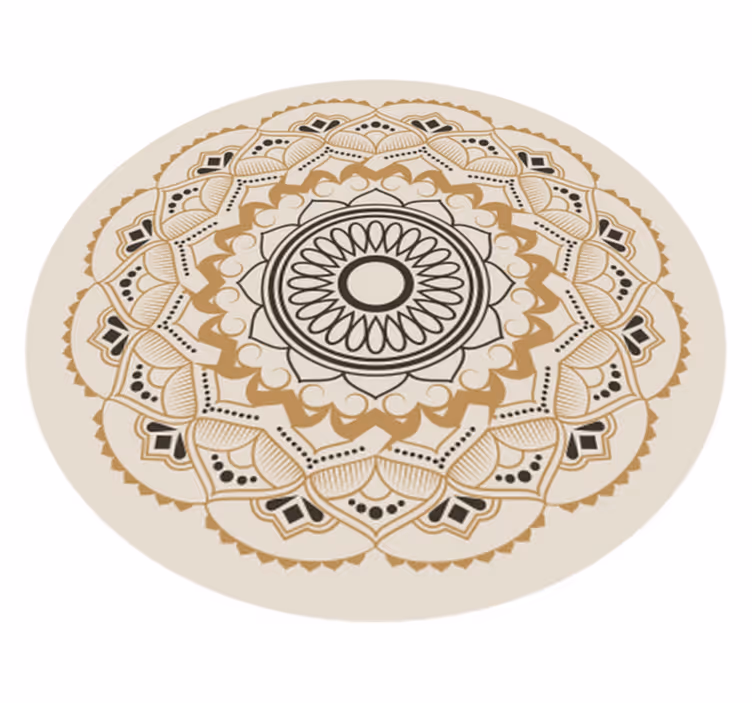 Tapis vinyle mandala motif circulaire de mandala beige - TenStickers