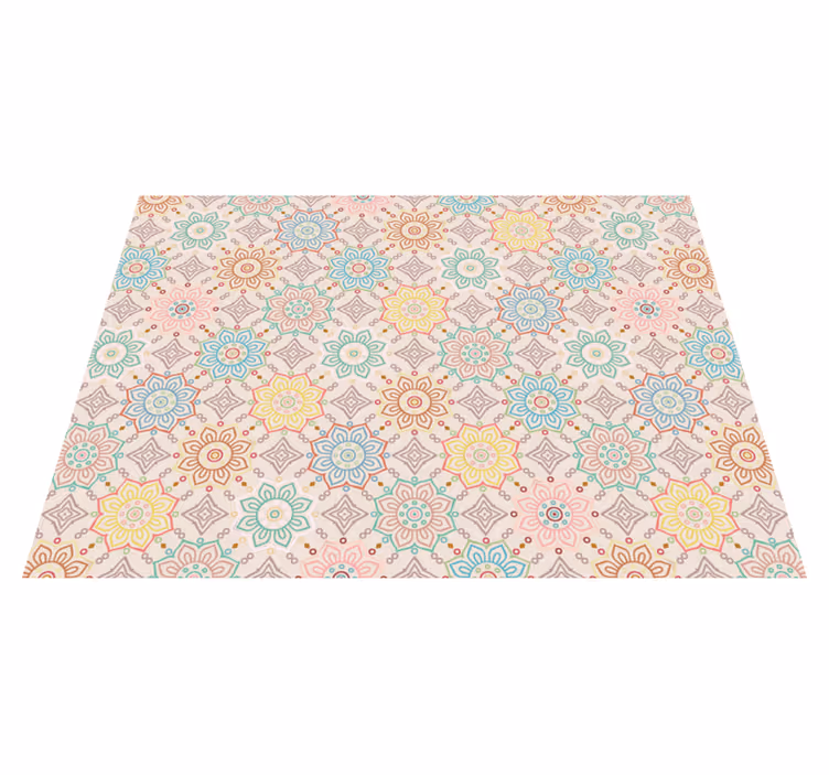 Tapis vinyle fleurs et plantes motif mandala géométrique - TenStickers