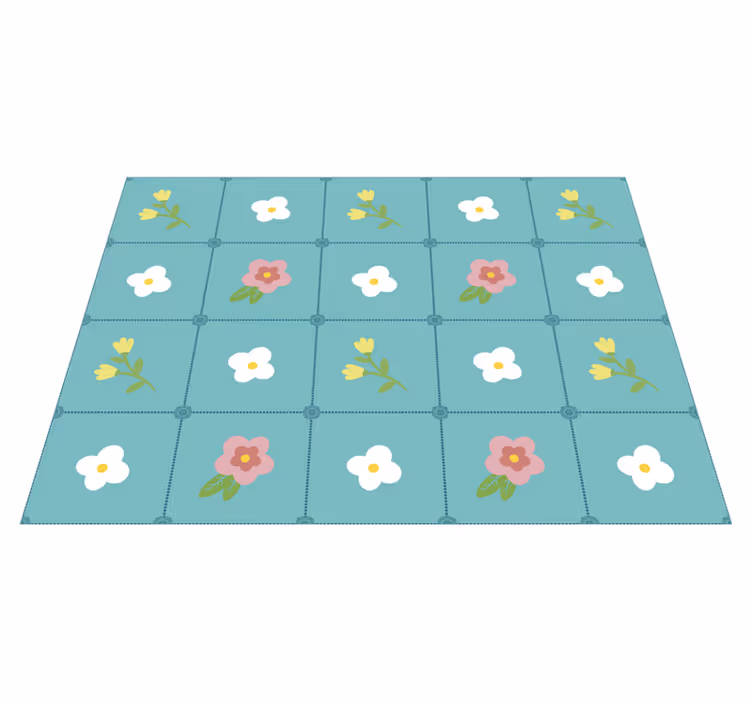 Tapis vinyle plantes motif de carreaux floraux - TenStickers