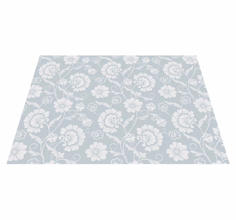 Tapis vinyle gris motif floral élégant - TenStickers
