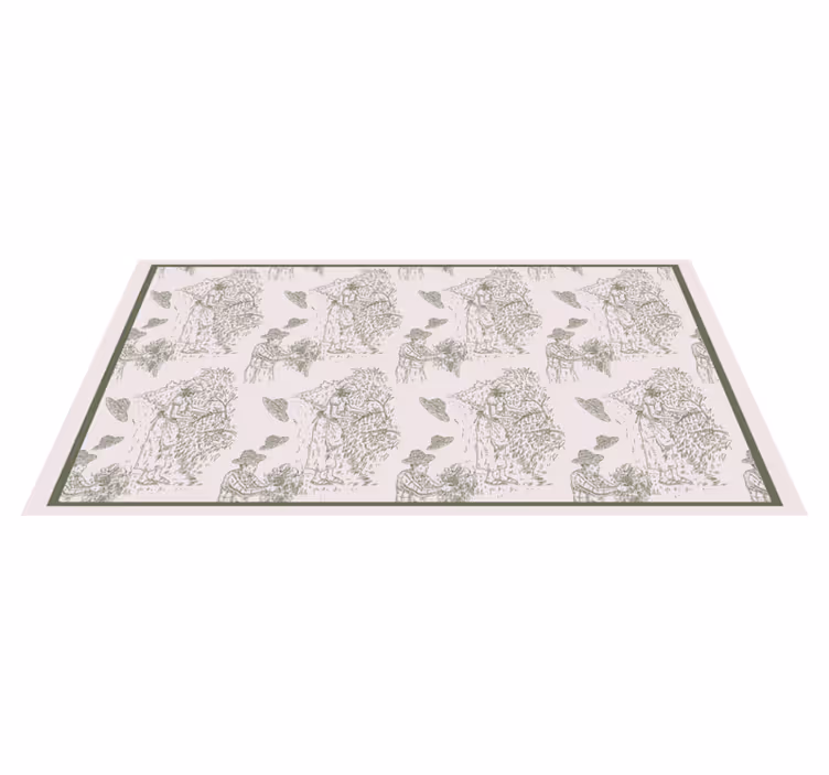 Tapis rétro esquisse de jungle monochrome - TenStickers