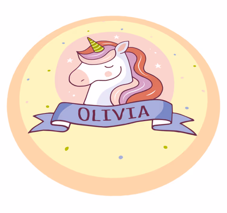 Tapis vinyle rond profil de licorne avec nom personnalisableProfi - TenStickers