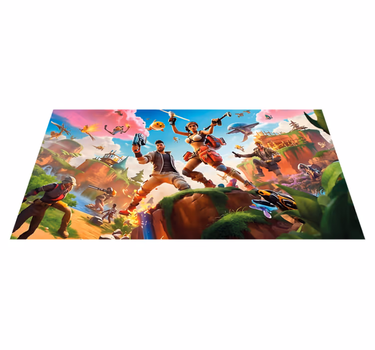 Tapis vinyle chambre les personnages de jeux vidéo en action - TenStickers