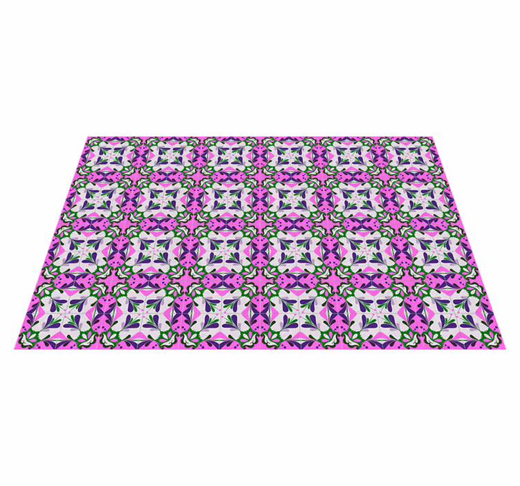 Tapis rétro tuile hydraulique rose - TenStickers