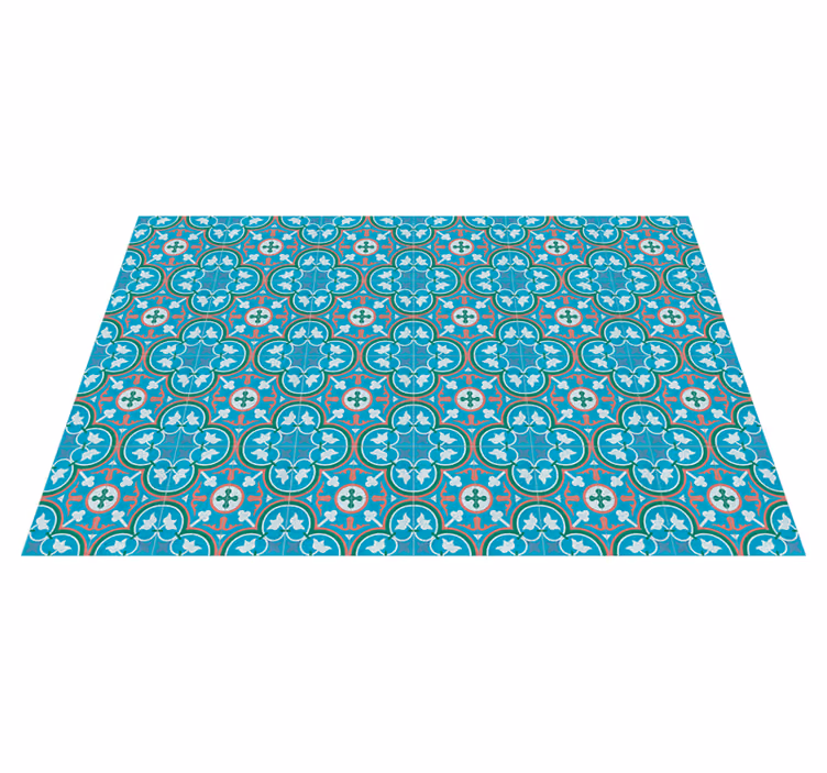 Tapis rétro tuile hydraulique bleue - TenStickers