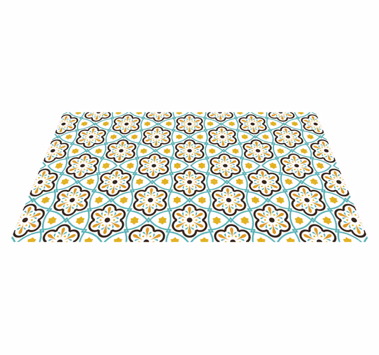 Tapis vinyle carreaux de ciment motif inspiré de la fleur - TenStickers