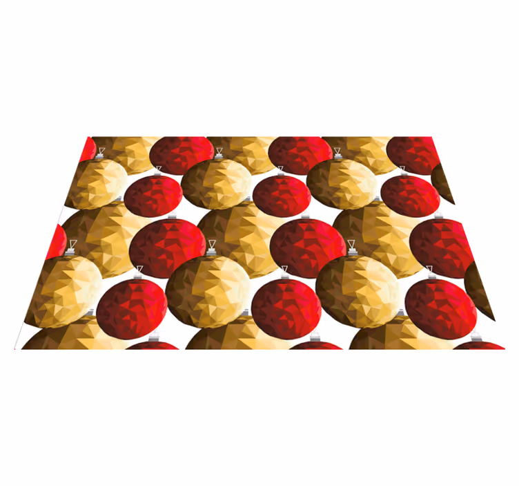 Tapis vinyle noël boules polygonales dorées et rouges - TenStickers