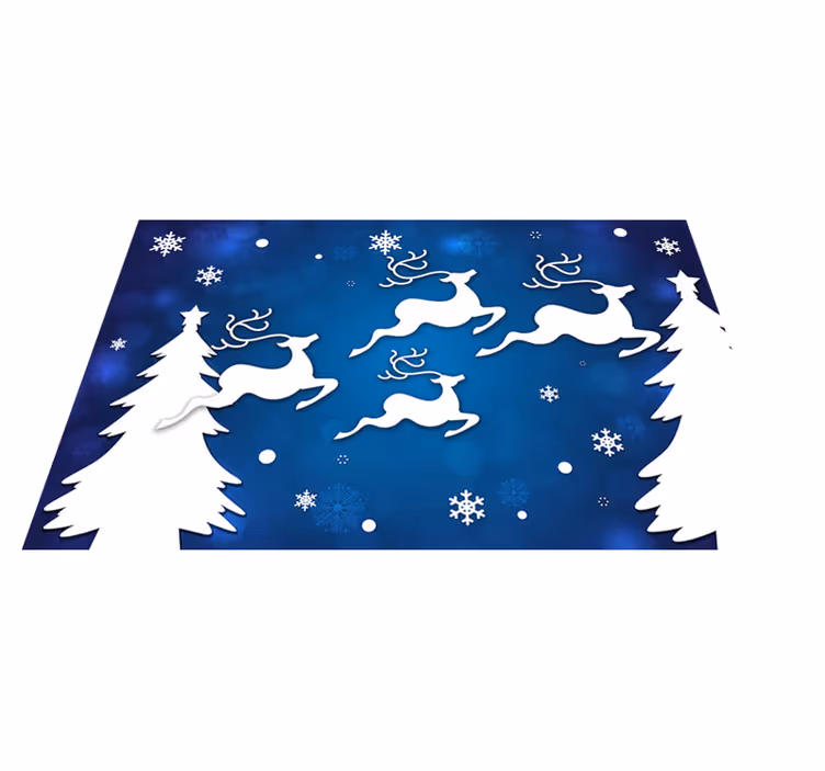 Tapis vinyle noël renne volant sur un fond bleu - TenStickers