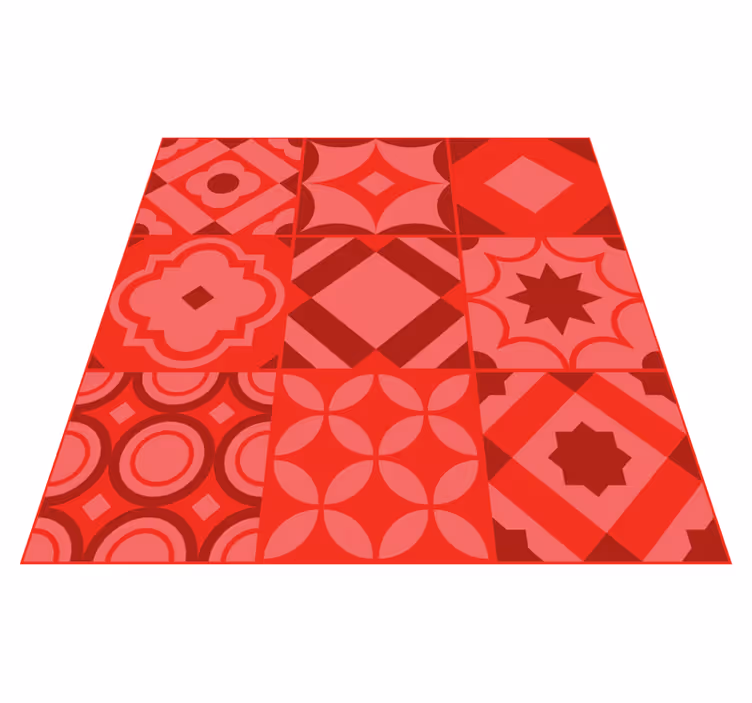 Tapis cuisine carreaux rouges - TenStickers