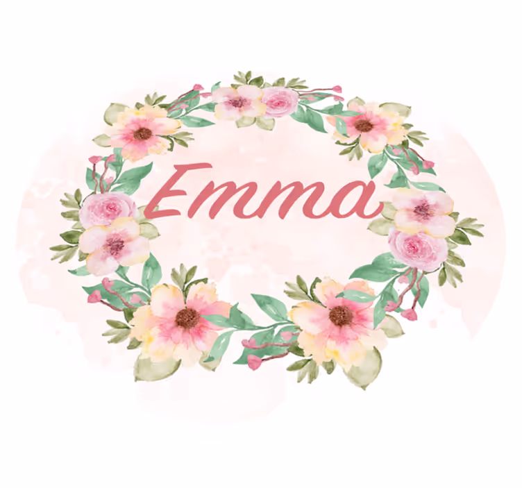 Tapis vinyle avec nom couronne de fleurs - TenStickers
