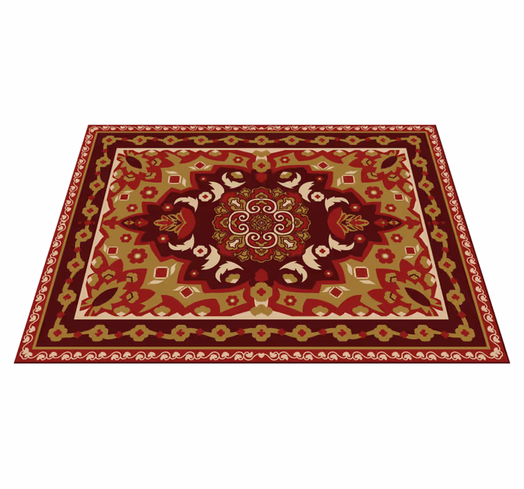 Tapis vinyle salle à manger motif floral géométrique vintage - TenStickers