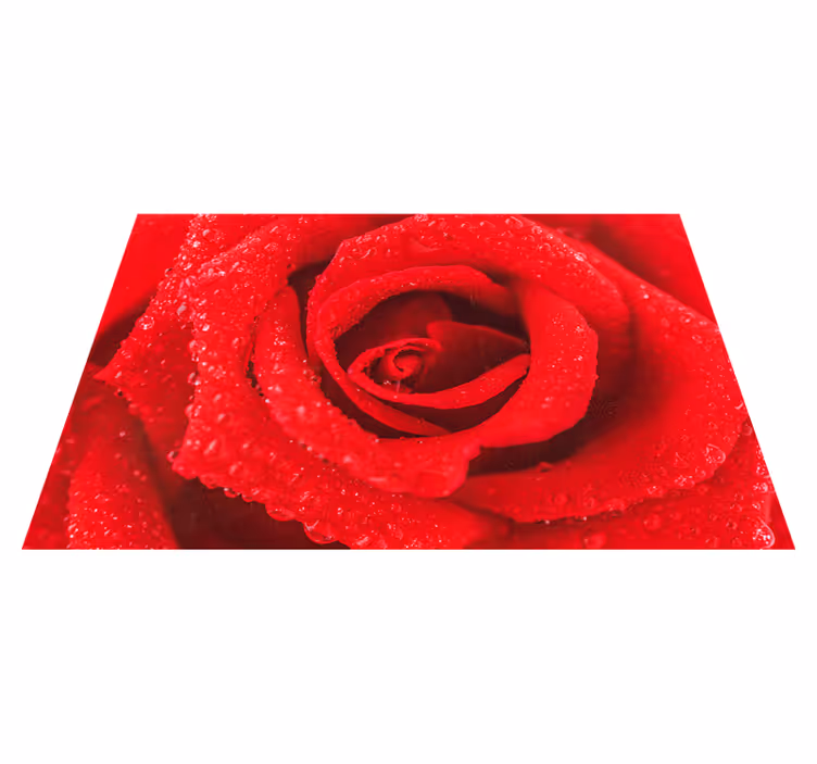 Tapis vinyle rouge fleur de rose - TenStickers