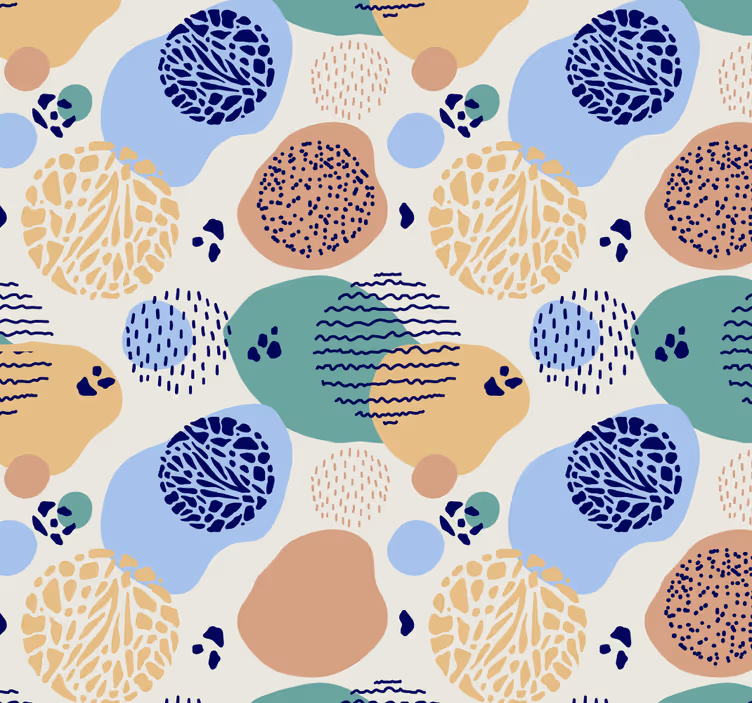 Papier peint géometrique motifs rétro circulaires - TenStickers
