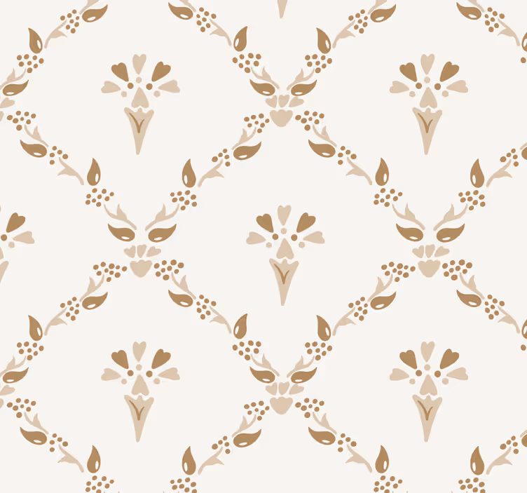 Papier peint beige motif floral hexagonal - TenStickers