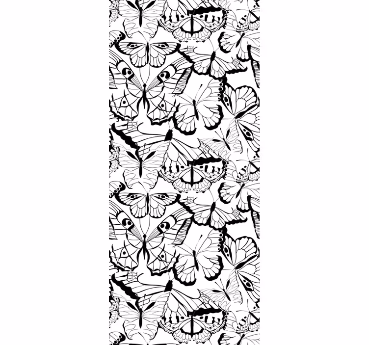 Papier peint papillon élégant motif noir et blanc - TenStickers